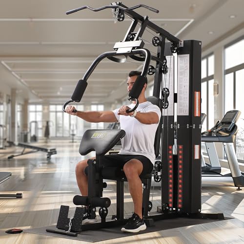 BalanceFrom Multifunctional Steel Frame Home Gym Machine with Floor Mat – Strength Training Workout Station with 160-Pound...