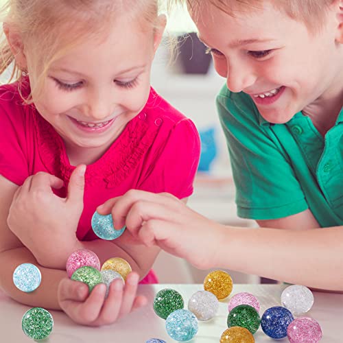Ayfjovs 24PCS Glitter Bouncy Balls for Kids Party Favors, 32mm 6 Colors Rubber Bounce Balls Bulk, Easter Bag Filling, East...