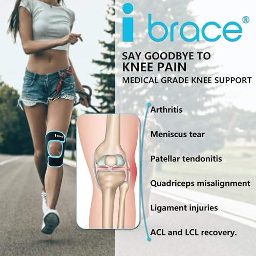 i BRACE Compression Adjustable Knee Brace, Dual Patella Tendon Support Strap for Pain Relief, Arthritis, Tendonitis, ACL, ...