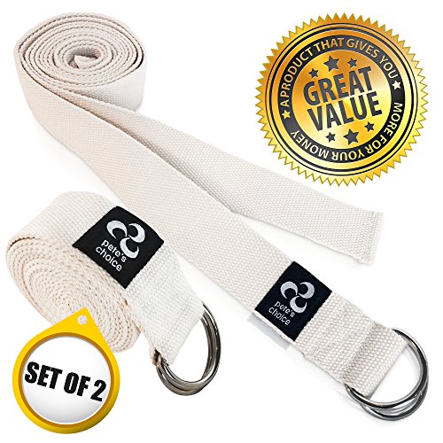 2-PACK or 5-PACK Yoga Exercise Adjustable Straps 8Ft | BONUS eBook | with Durable D-Ring For Pilates & Gym Workouts | Hold...
