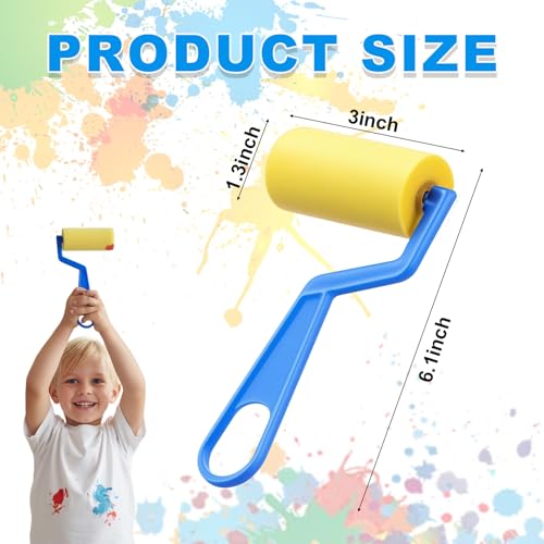 40 Pieces 3 Inch Foam Paint Rollers, Small Sponge Paint Roller with Plastic Handle, Reusable Painting Sponge Roller for To...