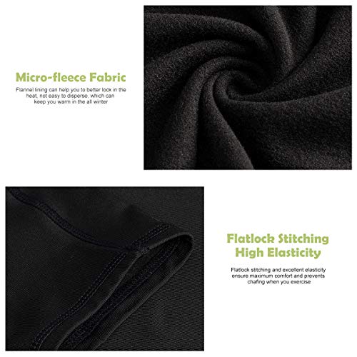 Men’s Thermal Underwear Set, Winter Fleece Lined Sport Long Johns Base Layer Quick Drying Thermo for Hunting Skiing