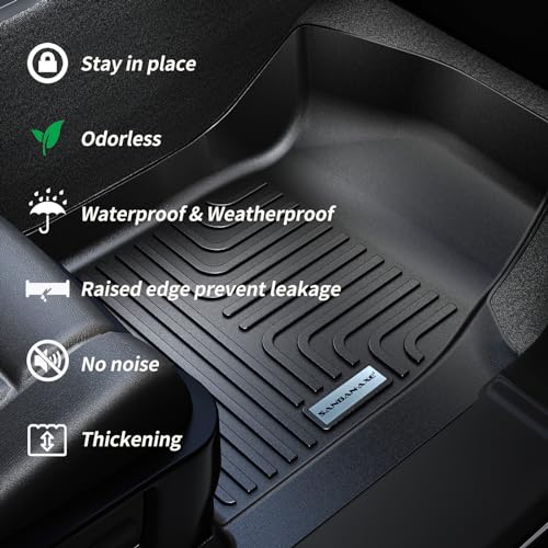 SANBAN-AXE Floor Mats for 2021-2024 2025 Chevrolet Suburban 7 Seats (2nd Row Bucket Seats)（not fit 8 Seats）/ GMC Yukon XL(...