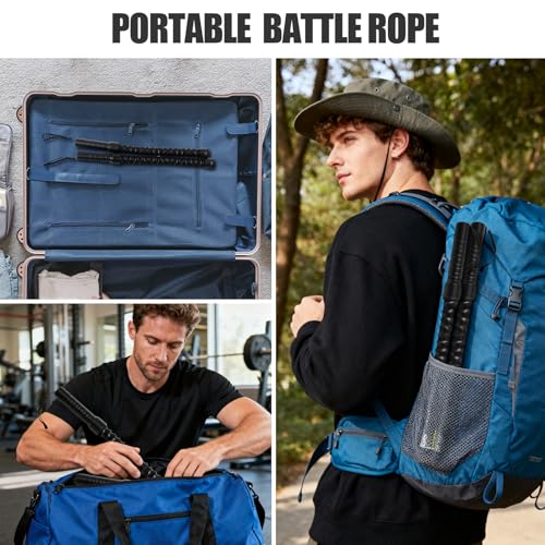 2PCS Weighted Ropeless Battle Rope, Professional Portable Durable Exercise Rope Cordless for HIIT Workouts, Cardio & Muscl...