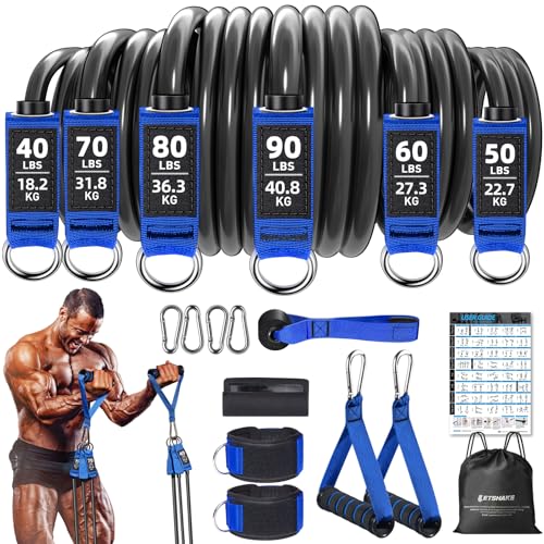Resistance Bands, 390 LBS Heavy Duty Exercise Bands for Working Out, Workout Bands with Handles, Stretch Band for Men, Fit...