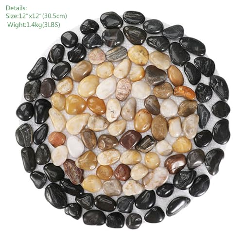 Garden Path Stepping Stone- 12 Inch Round Therapeutic Massage Stones, 3pcs Outdoor Decorative Stone Mats for Yard Pathway,...
