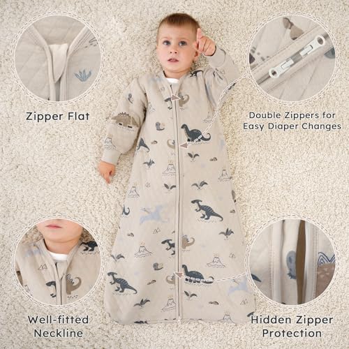 Yoofoss Baby Sleep Sack with Sleeves Wearable Blanket Baby Organic Cotton 2-Way Zipper Sleeping Sack, Soft Breathable Durable