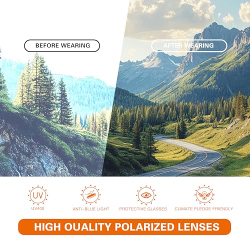 suoso Sports Polarized Sunglasses for Men: TR90 UV400 Protection Sun Glasses Womens Wrap Around Goggles for Drving Fishing