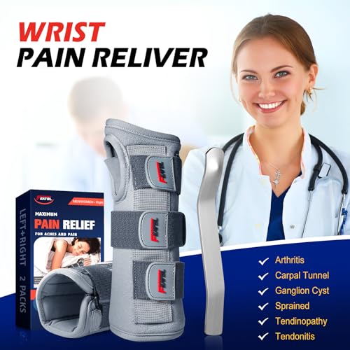 FEATOL Wrist Brace Splint Carpal Tunnel for Women Men, Night Wrist Sleep Support Brace, Left Hand, Medium/Large, Pain Reli...