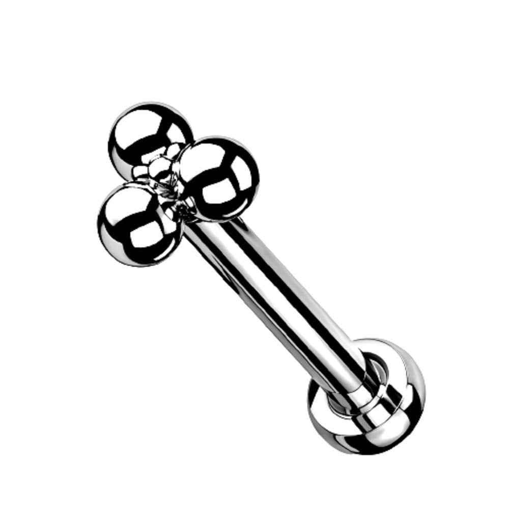 Pierced Owl 16-20G Implant Grade Titanium Threadless Push-in Triple Ball Cluster Flat Back Labret Monroe Lip Cartilage Helix Con