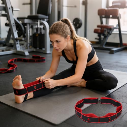 Elastic Exercise Bands with Handles, Adjustable Strength for Home Gym, Stretching, Yoga & Pilates, Non-Slip Puller Straps ...