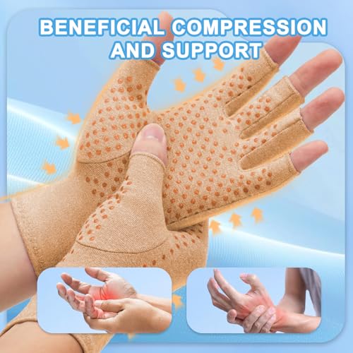 DRNAIETY 2-Pair Arthritis Compression Gloves- for Hand Arthritis, Carpal Tunnel Pain, Rheumatoid Arthritis, RSI, Fingerles...
