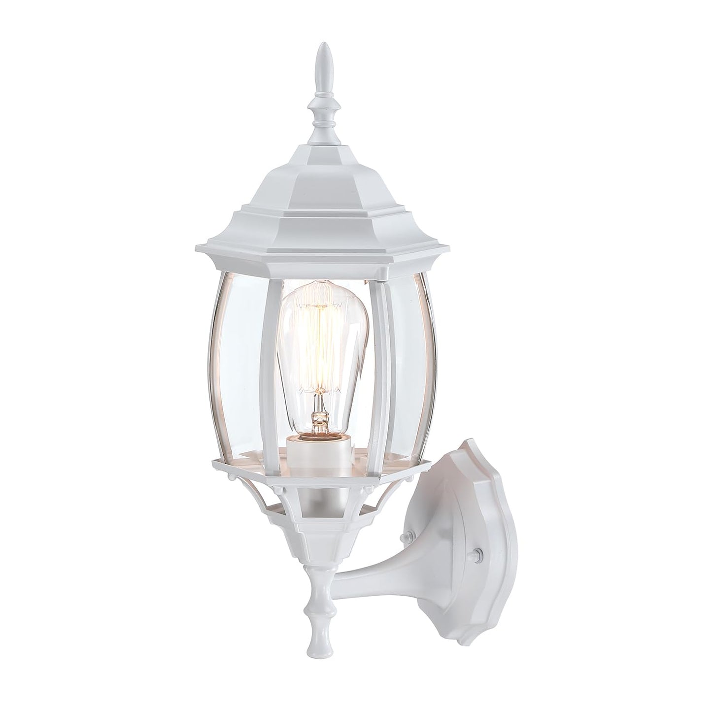 Faymart Lighting 2 Pack White Porch Light - Outdoor Wall Sconce 16.8In White Outdoor Light Fixture For House Garage Metal And Glass Exterior Wall Lantern For Front Door Balcony  E26