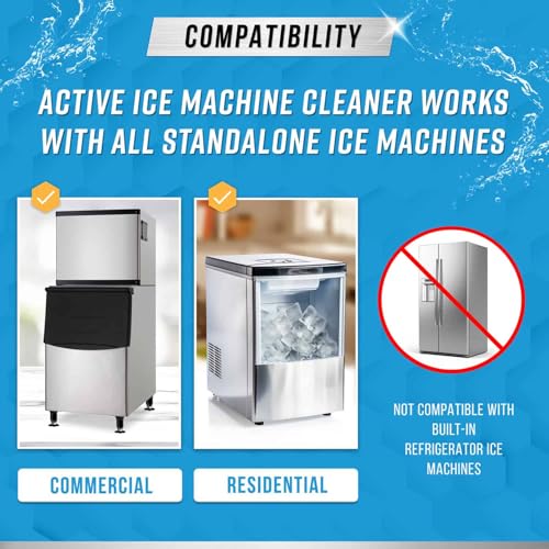 ACTIVE Ice Machine Cleaner Maker Descaler - 24 Clean Tablets Compatible with Frigidaire, Opal, GE Profile, Kitchenaid, Nic...