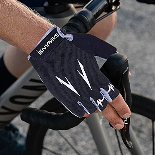 SAWANS Cycling Gloves Half Finger Mountain Road Bike Cycle Gloves Anti Slip Shock Absorbing Padded Breathable MTB Bicycle ...