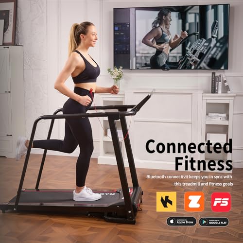 BSJ BESTGYM Walking Treadmill for Seniors with Extended Handrails & Deck,Emergency Stop Button,Treadmill for Home 300 lbs ...