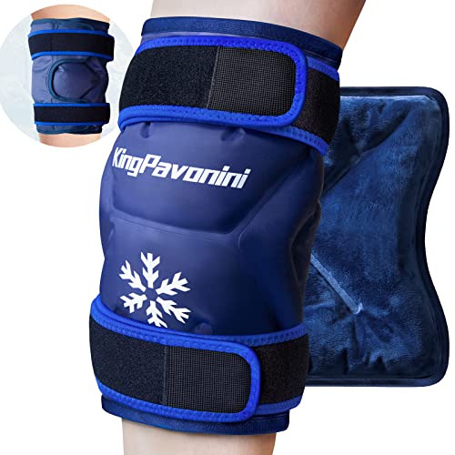 KingPavonini XXL Knee Ice Pack Wrap Around Entire Knee After Surgery, Large Reusable Gel Ice Pack for Injuries, Pain Relie...