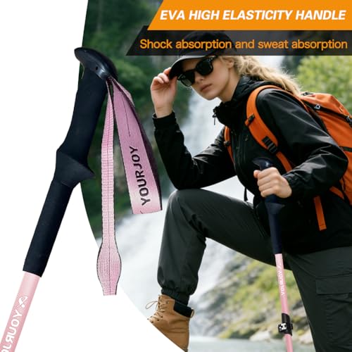 Yourjoy Hiking Trekking Poles, Macaron Colors 2 Pack Anti Shock, Adjustable, Collapsible Hiking Poles for Trekking or Walk...