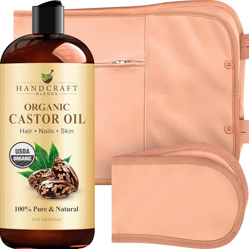 Handcraft Blends Castor Oil Pack Wrap | Organic Castor Oil 16 oz | Reusable Wraps | Durable Comfortable Pack Wraps | Adjus...