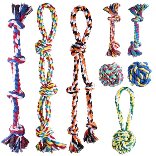 Aitmexcn Dog Rope Toys for Large and Medium Aggressive Chewers, 8 Pack Heavy Duty Dog Rope Toy for Large, Dental Cleaning ...