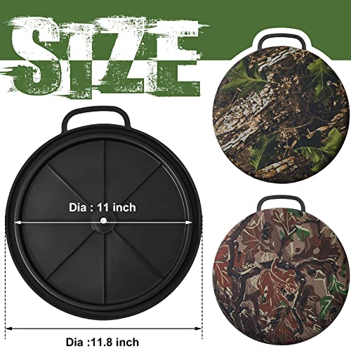 2 Pcs 5 Gallon Bucket Seats 360 Degree Swivel Bucket Seat Cushion Camouflage Ice Fishing Cushion Waterproof Cover for Hunt...
