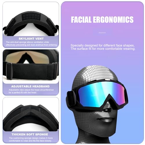 immoono Motorcycle Goggles with Face Mask, Windproof Dirt Bike Racing Ski Goggles Protective Safety Glasses with Balaclava