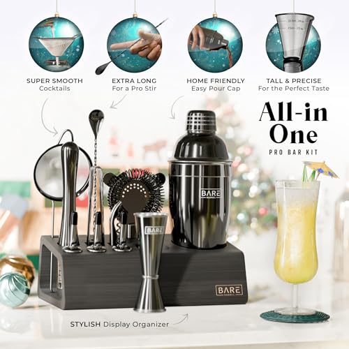 BARE BARREL® Mixology Bartender Kit Bar Set | 14-Piece Cocktail Shaker Set | Martini Barware Mixing Tools for Home Bartend...