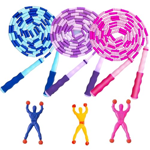 LIZADIN Jump Rope for Kids, Soft Beaded Skipping Rope, Adjustable Length Tangle-Free Segmented Jumping Rope for Kids Stude...