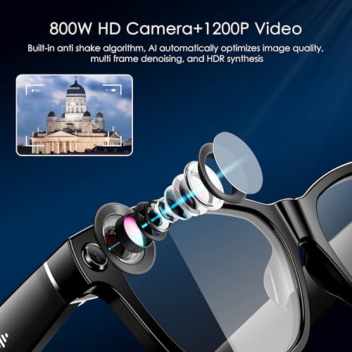 Blackview Smart Glasses, Polarized Bluetooth Sunglasses with Speaker, Voice Control, UV Protection, Anti Blue Light Lens