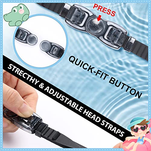 Theuzi 3 Pack Kids Swim Goggles, Swimming Glasses with One-Piece Wide Vision Lens from 3 to 15 Years Old
