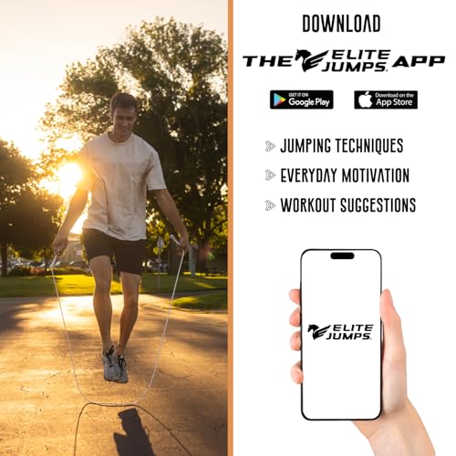 Elite Jumps Core Jump Rope - Indoor/outdoor adjustable jump rope for Training and Fitness - 6mm PVC Skip Rope for Fitness...