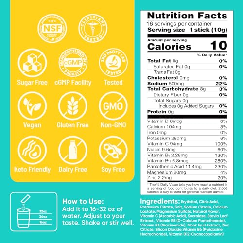 Venture Pal Sugar Free Electrolytes Powder Packets - Liquid Daily IV Hydration Packets | Instantly Hydrating & Party Recov...