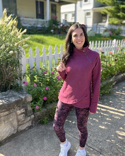 RBX Activewear Women's Fleece Sweatshirt Fashion Pullover With Pockets, Zip Mock Neck and Thumb Holes