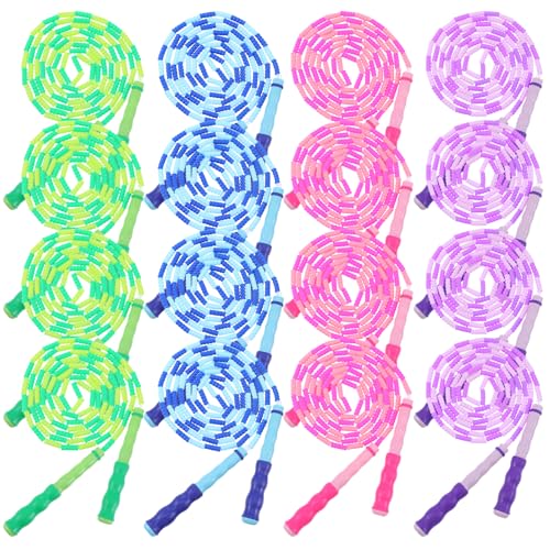 16 Pack Jump Ropes for Adults Kids, 9.2 Feet Adjustable Length Free Segmented Skipping Rope Bulk Soft Beaded Jumping Ropes...
