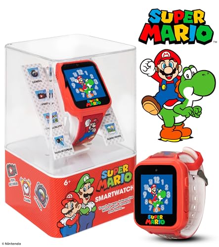Super Mario Kids Interactive Smartwatch with Camera, Custom Watch Faces – Fits Wrists 5.5'' to 8''