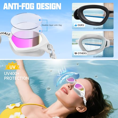 Whale Swimming Goggles Polarized Swim Goggles UV400 Anti-fog Suitable for Adults and Teenagers