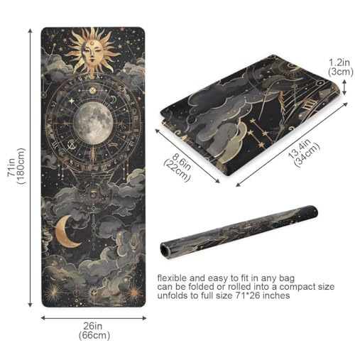 GOODOLD Astrological Pattern Yoga Mat, 71 x 26 Inch Non-slip Yoga Mats Folding Travel Exercise Mat Indoor Outdoor Gym Pila...