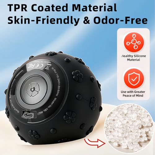 brokensnatch 5-Speed Vibrating Massage Ball with 3D Textured Surface, Rechargeable Electric Foot & Back Massage Ball for D...