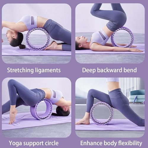 Curve magic wheel：Fit Prop Foam Padded Back Stretcher Wheel with Center Spine Cradle，Yoga Wheel for Improving Yoga Poses, ...