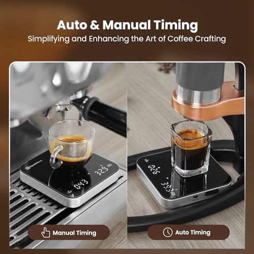 Maestri House Mini Coffee Scale with Timer, USB-C Rechargeable Espresso Scale, 2kg/0.1g Accurate Scale for Espresso and Po...