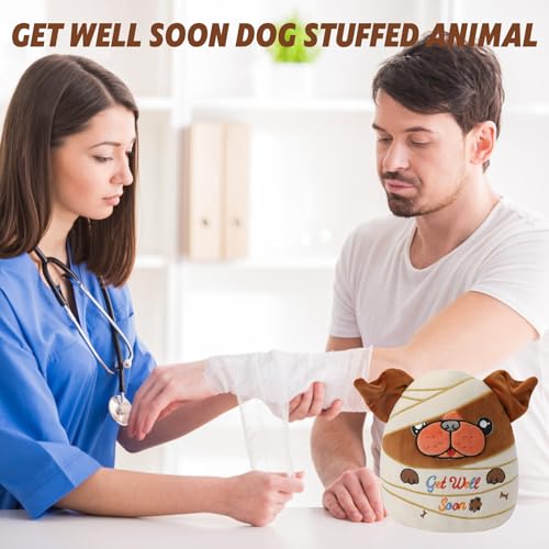 NIUBEHOHO Get Well Soon Plush Dog – Injured Bulldog Stuffed Animal Adorable Bandages, Perfect Get Well Gift for Bulldog Lo...