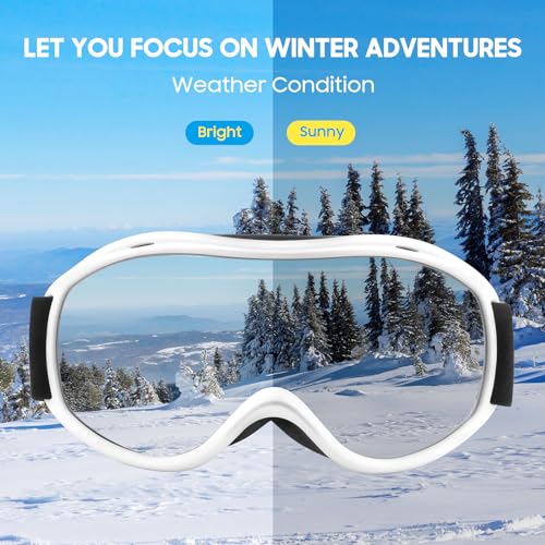 Occffy Ski Goggles Windproof Snowboard Goggles OTG Helmet Compatible Skiing Over Glasses Anti Fog UV400 for Mens Womens
