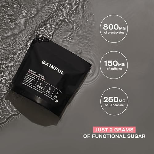 Gainful Hydration + Caffeine Powder Packets with Key Electrolytes Magnesium & Sodium + L Theanine, Low Sugar Drink Mix, St...