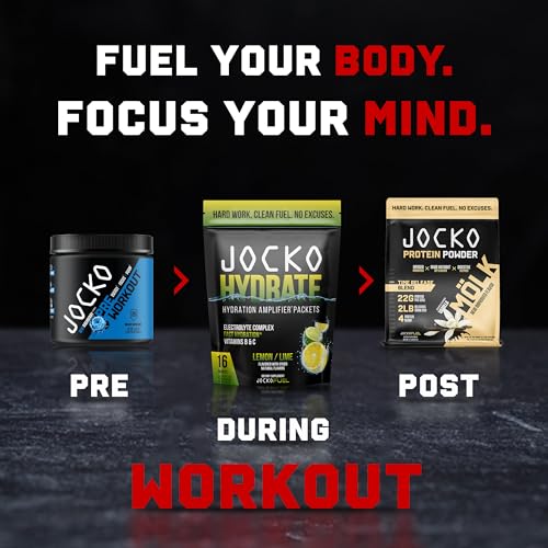 Jocko Fuel Packets Low Sugar - Hydration Amplifier Packets for Recovery, Dehydration, & Exercise - with Vitamins B6, B12 &...