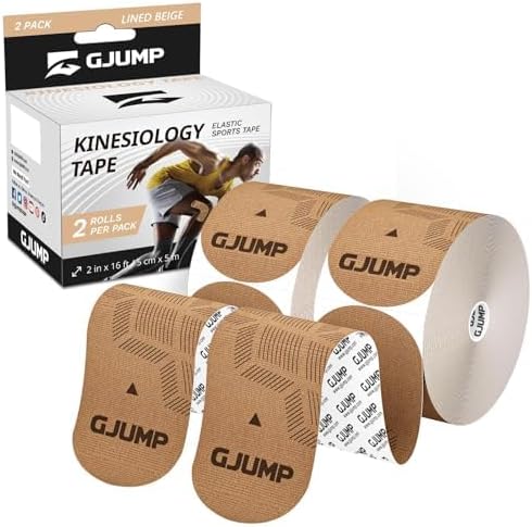 GJUMP Kinesiology Tape, 40 Count Precut Strips 2 Rolls, Original Cotton Elastic Athletic Tape for Muscle Strain Relief & J...