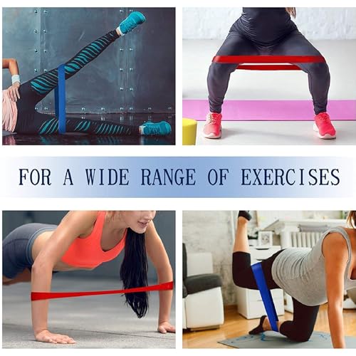 Resistance Loop Exercise Bands Set of 5 with Carry Bag and Workout Guide for Home Fitness Yoga Stretching Physical Therap...
