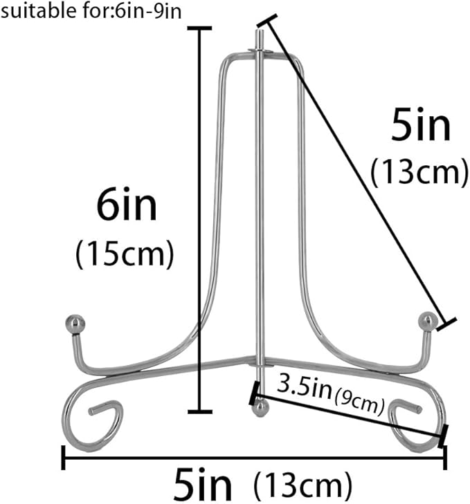 LIONWEI LIONWELI 6 Inch Silver Iron Plate Stand Holder Easel Display Stand for Plate?Picture?Photo and More,4 pcs.
