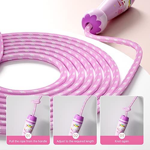 Jump Rope for Kids-Adjustable Cotton Braided Skipping Rope with Wooden Handle for Toddler Fitness Workout Exercise Outdoor...