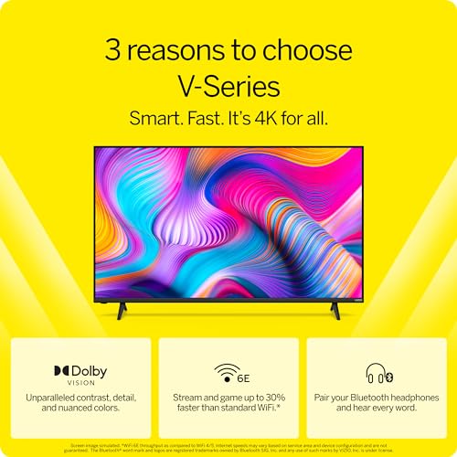 VIZIO 55-inch V-Series 4K LED HDR Smart TV w/Dolby Vision, WiFi 6E, Bluetooth Headphone Capable, Gaming Engine & Alexa Com...
