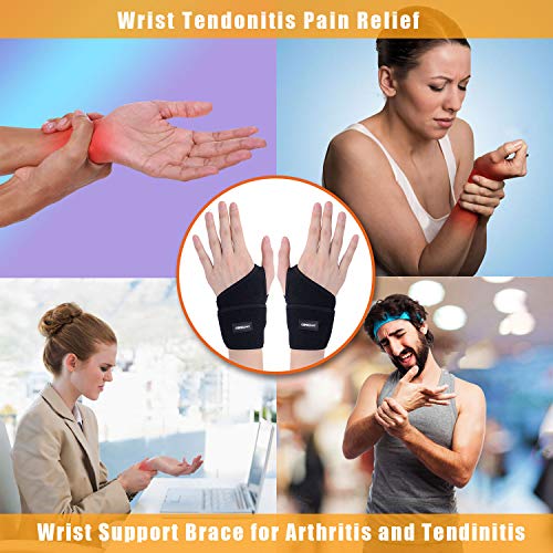 CERBONNY Carpal Tunnel Wrist Brace,2Pack Wrist Support Brace Adjustable Wrist Strap Reversible Wrist Brace for Sports Prot...